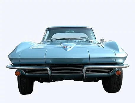 Classic blue Corvette front view