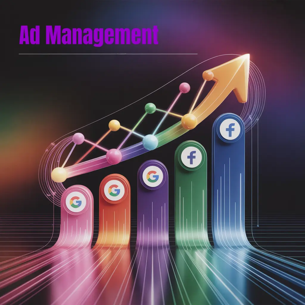 Ad management dashboard showing campaign performance across multiple platforms